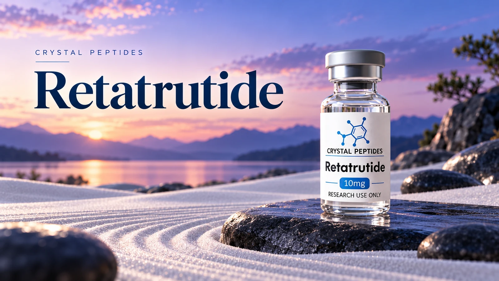 Editorial product illustration: Retatrutide — Crystal Peptides.